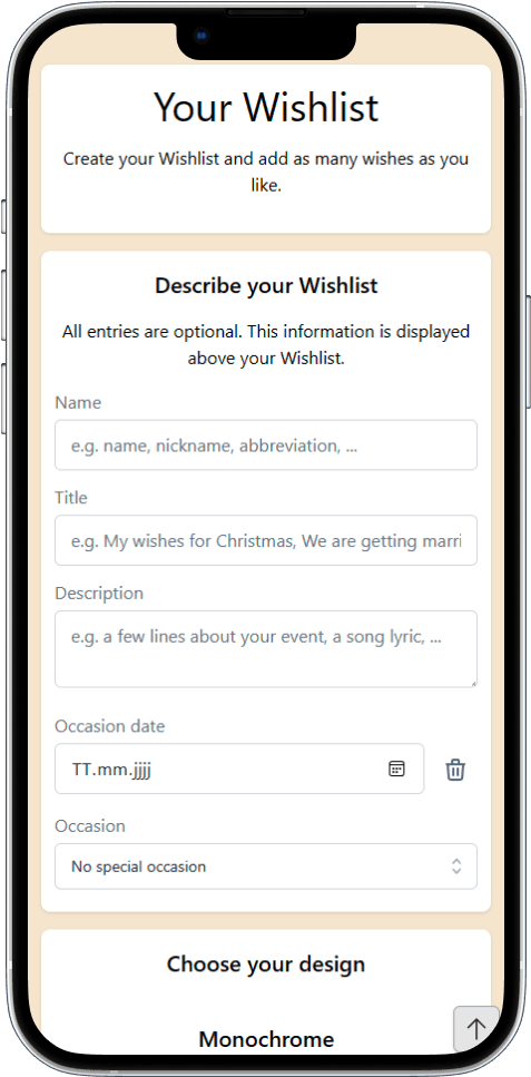 How to add details to your Wishlist